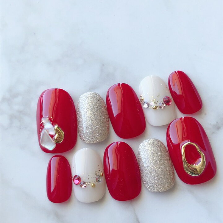 楽天市場】ネイルチップ 成人式 卒業 袴 クリスマス サイズオーダー  