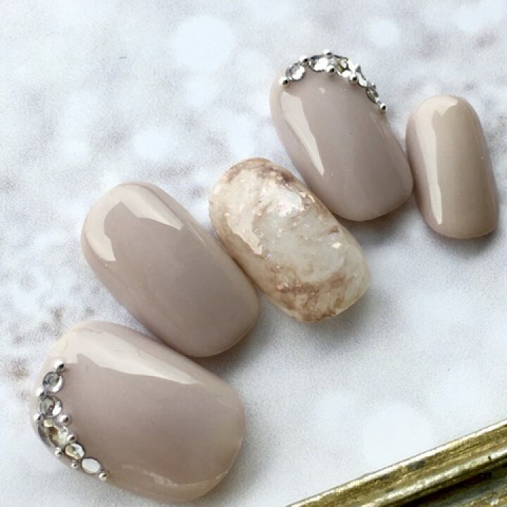 楽天市場 ネイルチップ サイズオーダーネイルチップ 成人式ネイルチップ ブライダルネイルチップ 大人ネイル 結婚式 卒業 入学 ショートネイル チップ シンプルネイルチップ 短い 小さな爪 オーバル ラウンド ベージュグレーマーブル すみれいろネイル