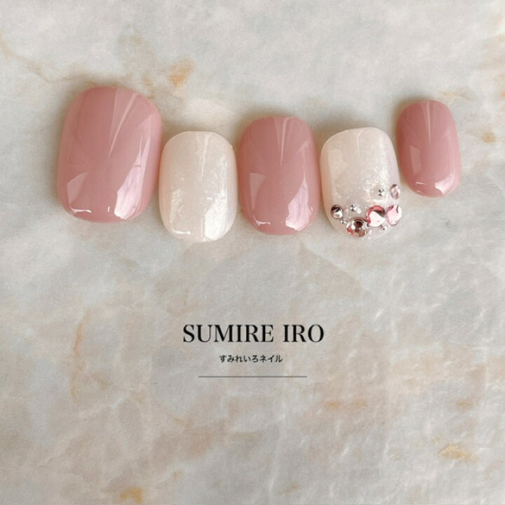 楽天市場 ネイルチップ スモーキーピンク ベージュラメシンプルネイル短い爪ベリーショートからロングチップのつけ爪選べるサイズでぴったりネイルジェルネイルでワンランク上のチップを是非 成人式やブライダルにも人気 すみれいろネイル