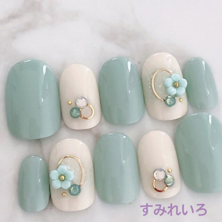 楽天市場 ネイルチップ ブライダル 成人式 つけ爪 ブルー ショート ロング シンプル プレゼント 母 Nail 春 夏 短い爪 小さい爪 大きい爪 ベリーショート ちび爪 付け爪 ジェルネイル パステルブルー アイボリー フラワーデコ すみれいろネイル