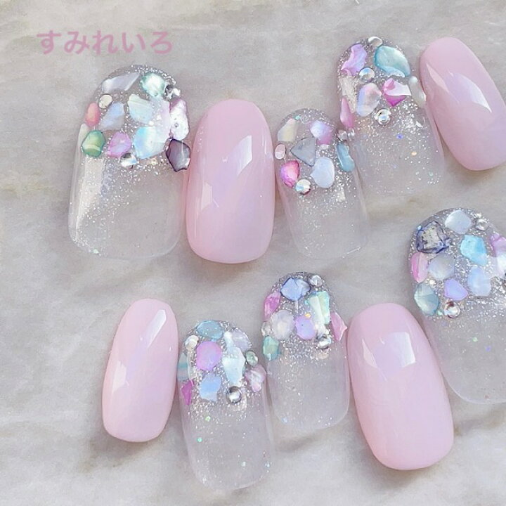 楽天市場 ネイルチップ つけ爪 デザイン かわいい ショート ロング シンプル 成人式 Nail プレゼント 母 短い爪 小さい爪 大きい爪 ベリーショート ちび爪 結婚式 ウェディング 付け爪 ジェルネイル 1519 ベビーピンク ドロップシェルストーン すみれいろネイル