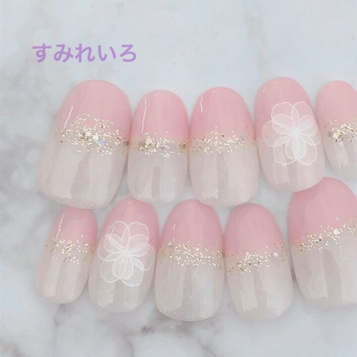 楽天市場 ネイルチップ つけ爪 デザイン かわいい ショート ロング シンプル 成人式 Nail プレゼント 母 短い爪 小さい爪 大きい爪 ベリーショート ちび爪 結婚式 ウェディング 付け爪 ジェルネイル ベビーピンクラメゴールドラインフラワー A N すみれいろネイル