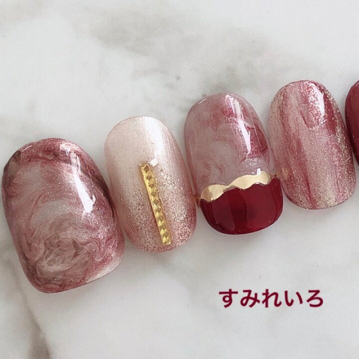 楽天市場 ネイルチップ つけ爪 成人式 かわいい ショート ロング ブライダル 秋ネイル Nail プレゼント 短い爪 小さい爪 大きい爪 ベリーショート ちび爪 大人ネイル 付け爪 ニュアンスネイル ボルドー 赤 1644 バーガンディマーブル パーツは4枚目画像のもの B F