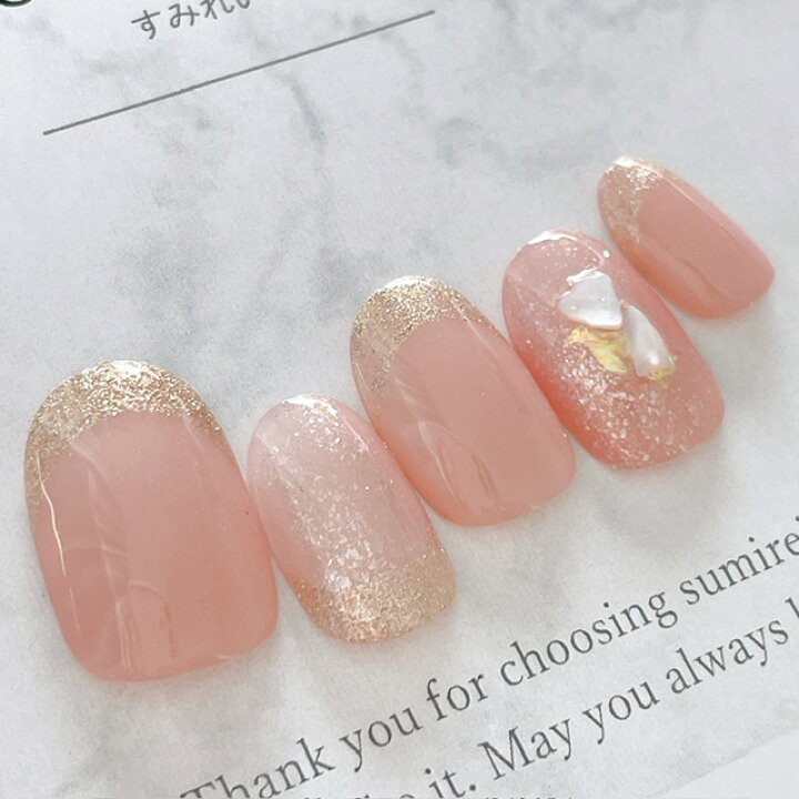 楽天市場 ネイルチップ つけ爪 デザインネイル かわいい ショート ロング ブライダル 秋ネイル Nail プレゼント 短い爪 小さい爪 大きい爪 ベリーショート ちび爪 大人ネイル 付け爪 オフィスネイル シンプル 1692 シアーピンクホロシェルフレンチ B Ma すみれいろ