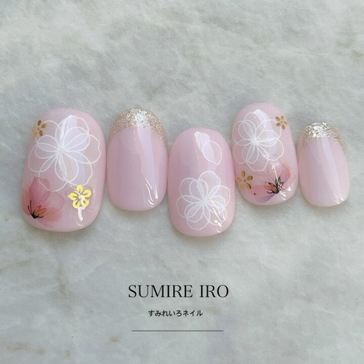 楽天市場 ネイルチップ つけ爪 ブライダルネイル かわいい ショート ロング デザイン 秋ネイル Nail プレゼント 短い爪 小さい爪 大きい爪 ベリーショート ちび爪 大人ネイル 付け爪 オフィスネイル シンプル 1698 ふんわりラインフラワーピンク B Ju すみれいろネイル