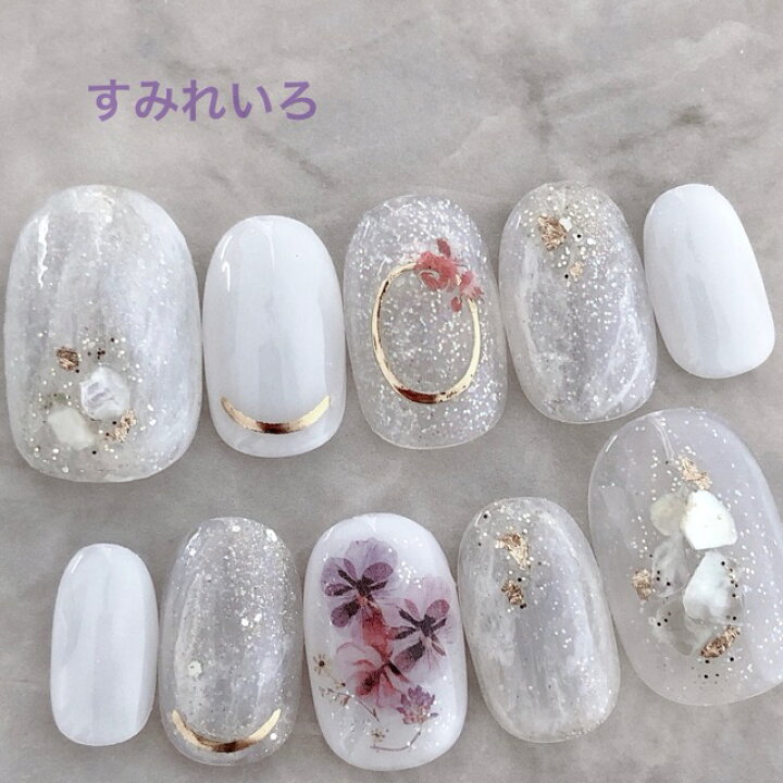 楽天市場 ネイルチップ つけ爪 ブライダルネイル かわいい ショート ロング デザイン 夏ネイル Nail プレゼント 短い爪 小さい爪 大きい爪 ベリーショート ちび爪 大人ネイル 付け爪 オフィスネイル シンプル 1778 ホワイトマーブルシェルピンクパンジーフラワー