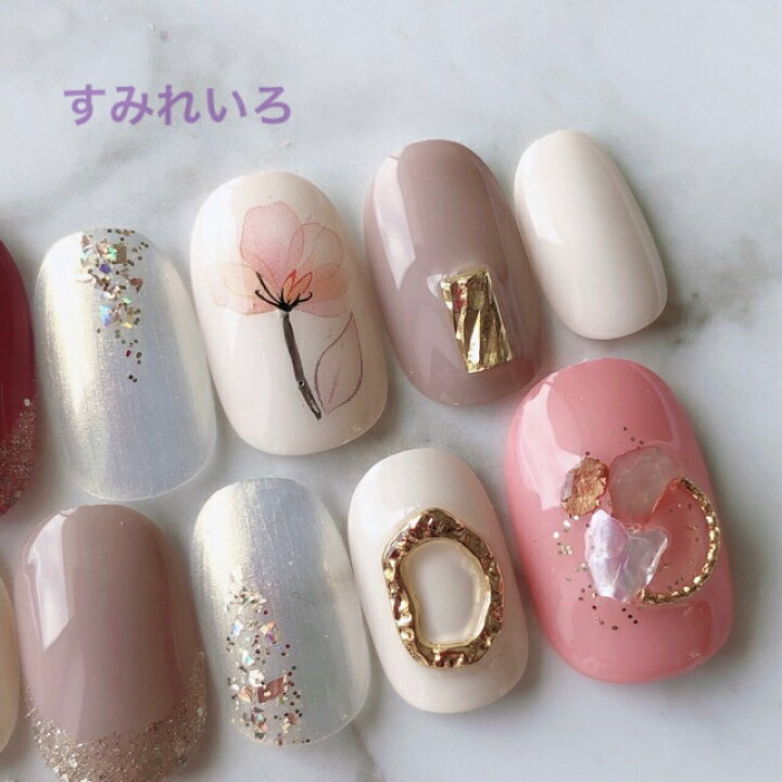 楽天市場 ネイルチップ つけ爪 ブライダルネイル かわいい ショート ロング デザイン 夏ネイル Nail プレゼント 短い爪 小さい爪 大きい爪 ベリーショート ちび爪 大人ネイル 付け爪 オフィスネイル シンプル 1812 くすみネイルピンク系ベージュシェルフラワー