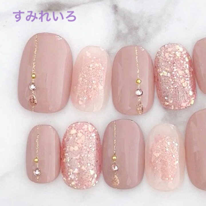 楽天市場 ネイルチップ つけ爪 ブライダルネイル かわいい ショート ロング デザイン 夏ネイル Nail プレゼント 短い爪 小さい爪 大きい爪 ベリーショート ちび爪 大人ネイル 付け爪 オフィスネイル シンプル 1928 くすみピンクシアーラメ すみれいろネイル