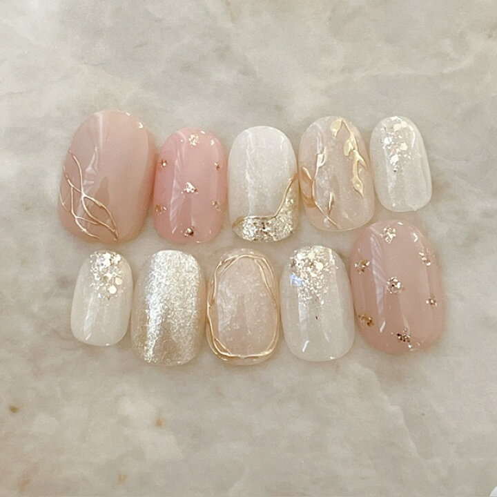 楽天市場】ネイルチップ つけ爪 ブライダルネイル ショート 成人式  