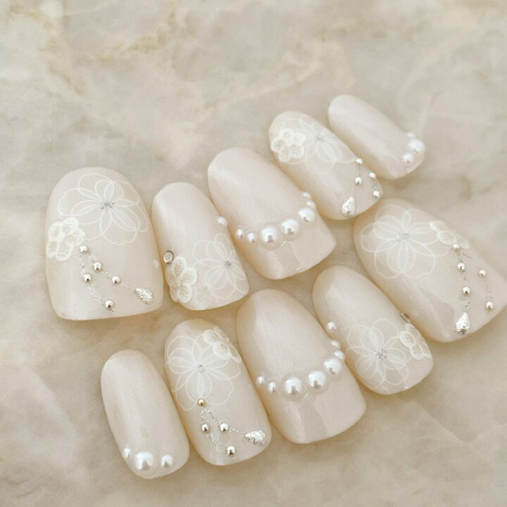 楽天市場】ネイルチップ ブライダル つけ爪 デザイン かわいい  