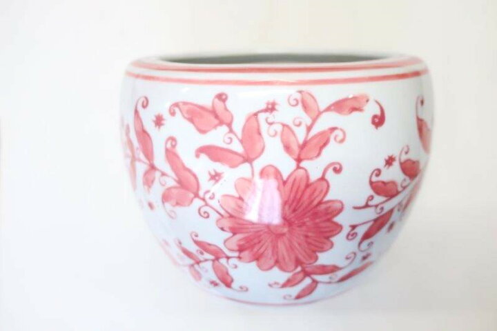 楽天市場】手火鉢 赤白花柄h14cm 底ネンド 底砂 備長炭500g 付き 