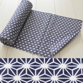 東京いろは　小紋柄手拭反物　柄：麻の葉（青）（反−6）　長さ：約8.5m　／　幅：約33cm　[ 手拭い 手ぬぐい てぬぐい 祭り用品 祭り衣装 鉢巻き はちまき ねじりはちまき ねじり鉢巻き 六尺ふんどし 六尺褌 三尺帯 三尺巻き帯 巻帯 ]