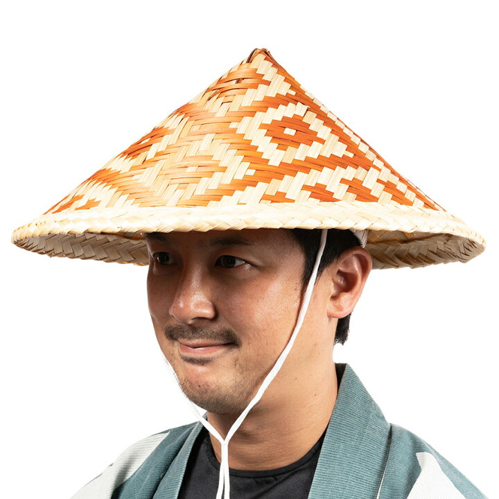 楽天市場】模様入り竹笠 四角柄 赤茶色（大人用サイズ）ゴトク・あご 