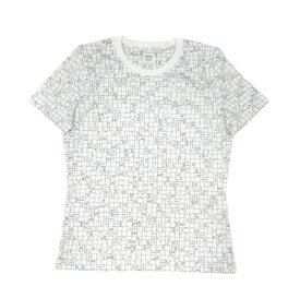 【新品】HERMES 　エルメス　Tシャツ ボルディック カットソー 総柄 ショートスリーブ 半袖 コットン トップス レディース イタリア製 ＃36 ホワイト【ブランドギャラリー東心斎橋店】