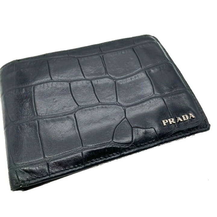 楽天市場】【中古】PRADA プラダ 2M0738 クロコ 折り財布 クロコ型押し 