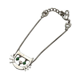 【中古】DIOR　ディオール ブレスレット　猫モチーフ　キャット　メッキ　シルバー　アクセサリー【ブランドギャラリー駒川店】