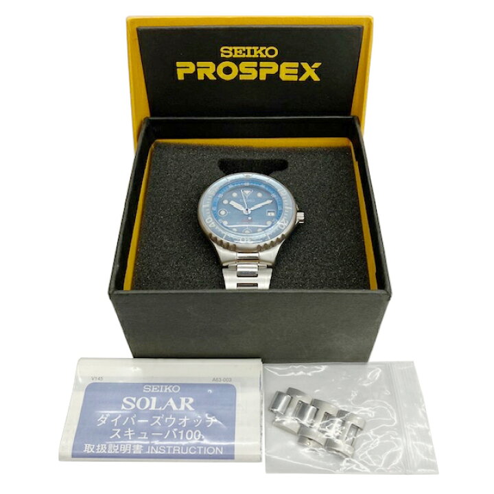 楽天市場】【中古】SEIKO セイコー ダイバーウォッチ SS ソーラー V145 