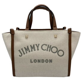 【未使用品】ジミーチュウ　JIMMY CHOO レディース 2WAYバッグ ショルダーバッグ VARENNE TOTE S NATURAL×MARLGREY　キャンバス　レザー　ブラウン　ベージュ　コンビ　ゴールド金具　未使用品【ブランドギャラリー千林店】