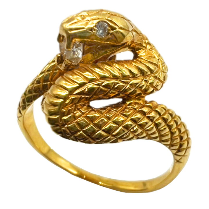 楽天市場】【中古】ヘビモチーフ 18金 リング ダイヤモンド 0.14ct 13 