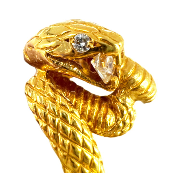楽天市場】【中古】ヘビモチーフ 18金 リング ダイヤモンド 0.14ct 13 