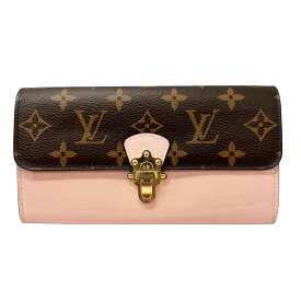 【中古】LOUIS VUITTON ルイ ヴィトン ポルトフォイユ・チェリーウッド モノグラム パテント 長財布 ピンク レディース M61719 NZ4188【ブランドギャラリー千林店】