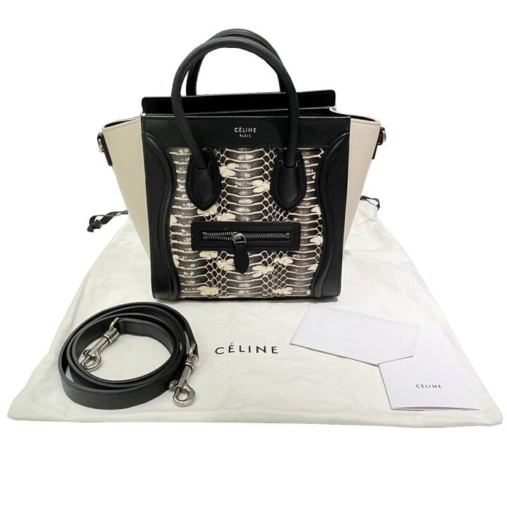 楽天市場】【中古】セリーヌ CELINE ラゲージ ナノショッパー パイソン 