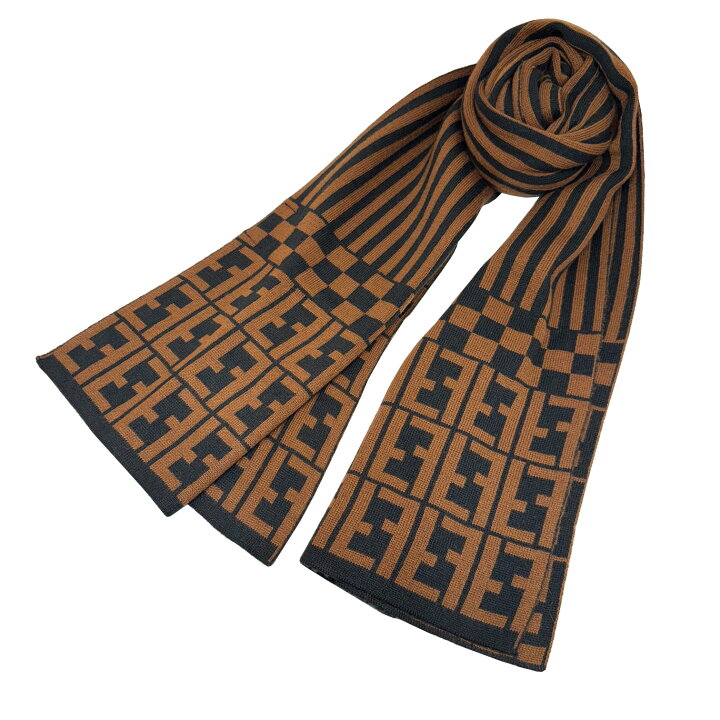 楽天市場】【中古】FENDI フェンディ ズッカ柄 FFロゴ マフラー ロゴ  
