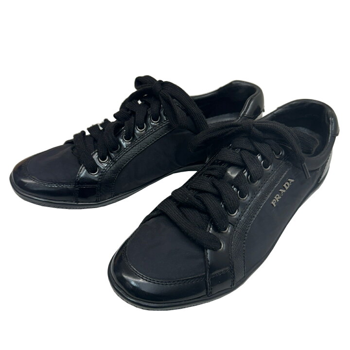 楽天市場】【中古】PRADA プラダ スニーカー ロゴ ナイロン レザー 