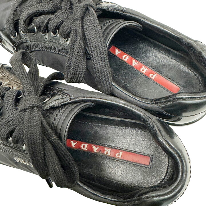楽天市場】【中古】PRADA プラダ スニーカー ロゴ ナイロン レザー 