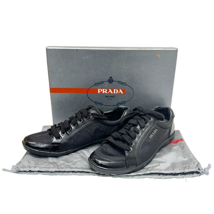 楽天市場】【中古】PRADA プラダ スニーカー ロゴ ナイロン レザー 