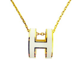 【中古】HERMES エルメス ポップアッシュ ネックレス Hロゴ メタル ゴールド金具 アイボリー ホワイト アクセサリー 定番 人気 プレゼント レディース【ブランドギャラリー心斎橋店】