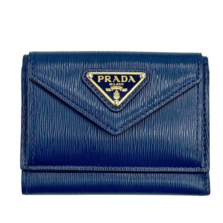 楽天市場】【中古】PRADA プラダ コンパクトウォレット 1MH021 ブルー  