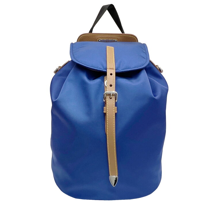 楽天市場 新品同様 Prada プラダ リュックサック バックパック 1bz064 ブルー ブラウン ナイロン レザー レディース メンズ ブランドギャラリー心斎橋店 Brandgallery 楽天市場店