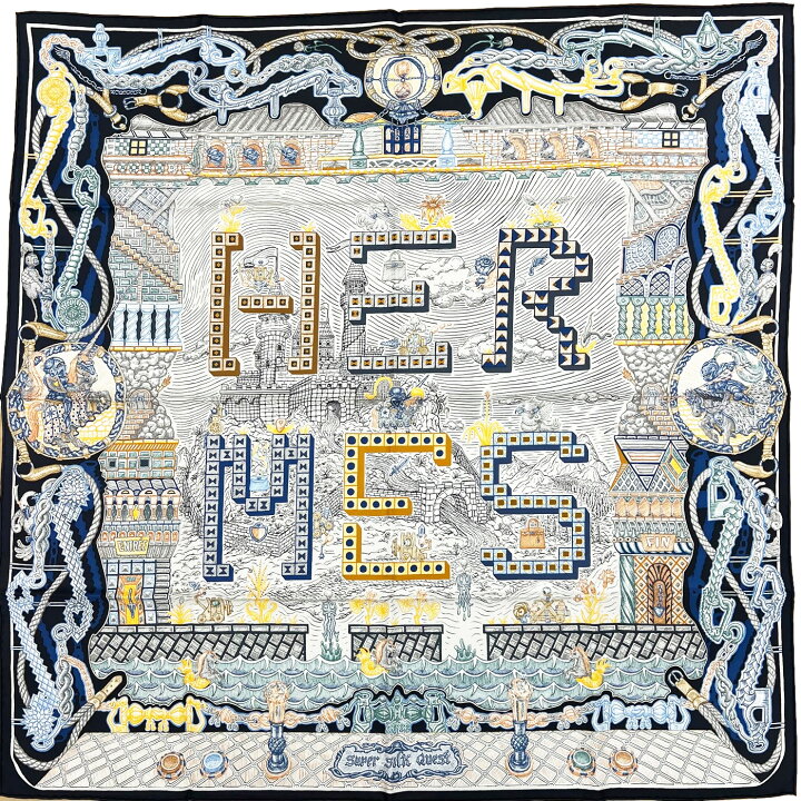 楽天市場】【新品】エルメス HERMES カレ90 スーパー シルク クエスト  