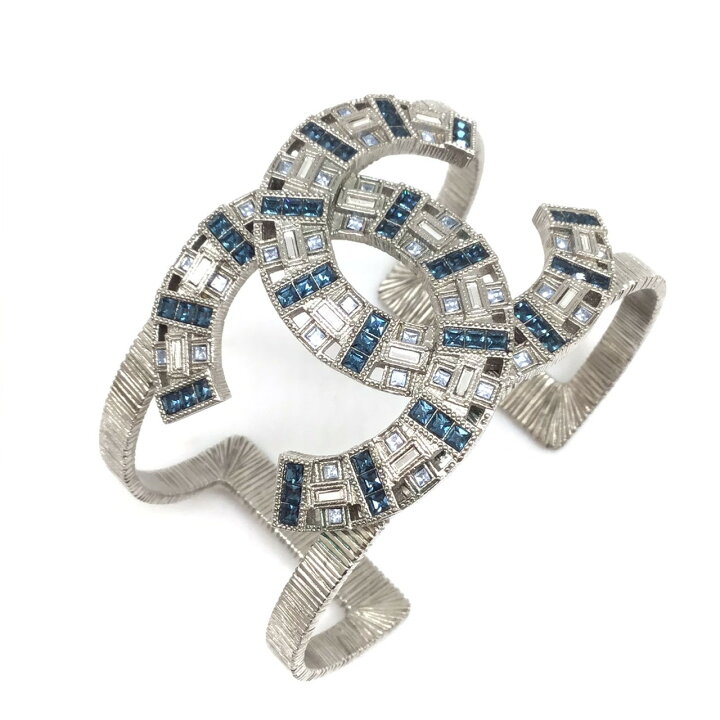 楽天市場】【中古】CHANEL シャネル ラインストーン バングル ブルー 