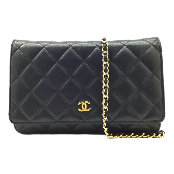楽天市場】【中古】CHANEL シャネル チェーンウォレット ラムスキン 