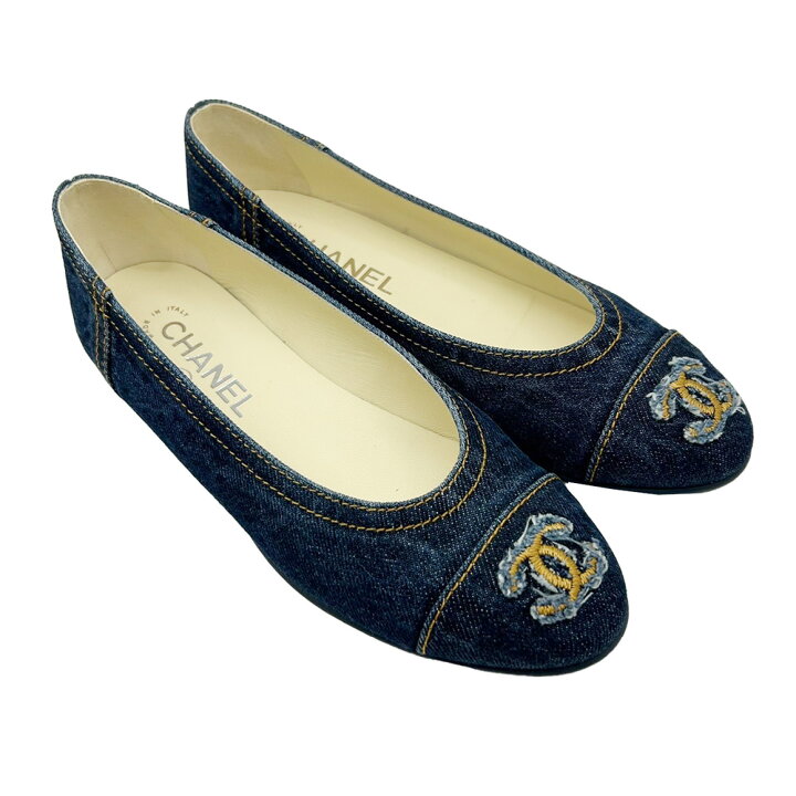 楽天市場】【中古】CHANEL シャネル フラットシューズ パンプス デニム 