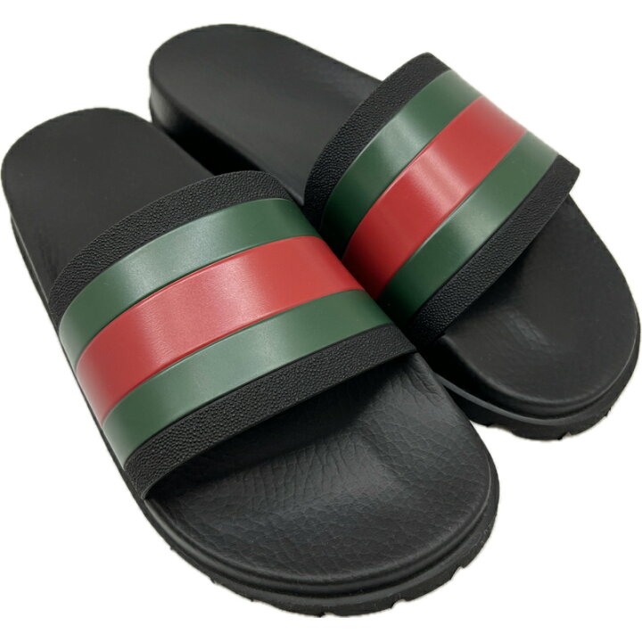 楽天市場】【未使用品】GUCCI グッチ サンダル 黒 ラバーサンダル ＃8 