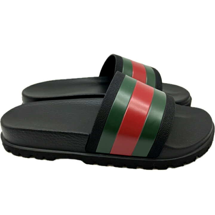 楽天市場】【未使用品】GUCCI グッチ サンダル 黒 ラバーサンダル ＃8 