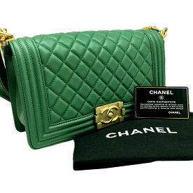 【新品同様】CHANEL　シャネル　ボーイシャネル　チェーンショルダー25　ラムスキン　グリーン　緑　ゴールド金具　A67086　チェーンバッグ　ショルダーバッグ　チェーン　レディース　女性　肩掛け　【ブランドギャラリー東心斎橋店】