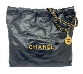 【中古】CHANEL　シャネル　シャネル22　スモール　チェーンショルダーバッグ　ハンドバッグ　シャイニーカーフ　レザー　ブラック　黒　ゴールドプレート　AS3260　美品　レディース　人気　【ブランドギャラリー東心斎橋店】