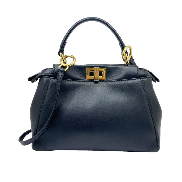 楽天市場】【中古】FENDI フェンディ ピーカブー ミニ レザー 黒 