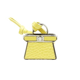 【中古】フェンディ FENDI ストラップ Picoピーカブー イエロー レザー チャーム バッグチャーム レディース　バッグアクセ　小物【ブランドギャラリー東心斎橋店】