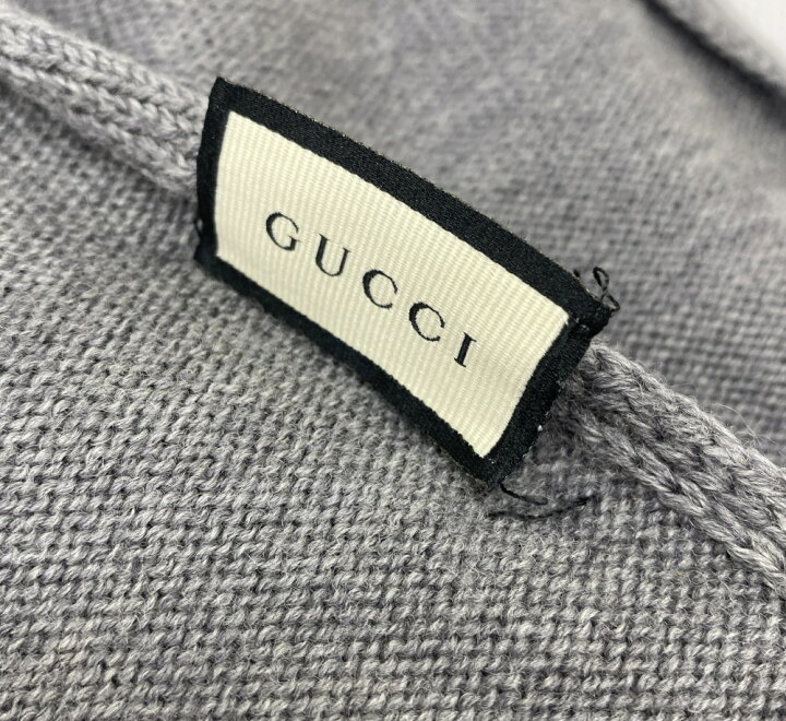 楽天市場】【中古】GUCCI グッチ ウール マフラー グレー ホワイト GG  