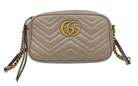 【中古】GUCCI　グッチ　GGマーモント　キルティング　スモール　ショルダーバッグ　447632　レザー　ピンク　ピンクベージュ　ゴールド金具　レディース【ブランドギャラリー東心斎橋店】