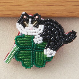 TOHO ビーズ刺繍で作る 動物と植物のモチーフ帖 ブローチキット YMK-2 ラッキーネコ(はちわれ)