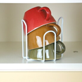 ［えつこの重ねて安心ラック M ］ 収納 キッチン 食器棚 お椀 お茶碗 カップ 地震対策 ホワイト 日本製