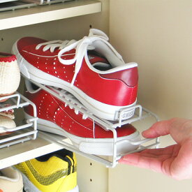 ［えつこの楽々靴っこ2個組＜シルバー＞］ 収納 靴 玄関 靴箱 下駄箱 シューズラック 玄関収納 日本製