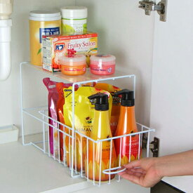 【訳アリ 15％OFF】［えつこのすきっとトレー＜スリム＞2］ 収納 洗面台下 洗剤 ボトル ストック品 ホワイト 日本製