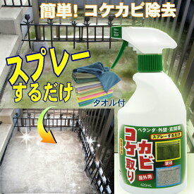 コケ 取り スプレー 外壁 こけ 落とし 除去 ベランダ 苔取り剤 髪専用 超吸水 速乾 ヘアドライタオル付 コケ駆除剤 コケそうじ コケカビ取り剤 墓掃除 便利グッズ カビ取り スプレー式 墓石 の 黒ずみ コケ、カビおとし カビ 苔 クリーナー トーヤク 420ml 日本製